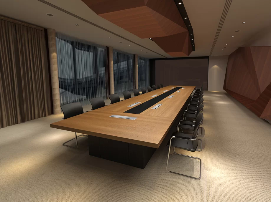 Executive boardrooms requiring statement pieces with veneer finishes