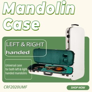 CRF2020UMF Fiberglass Mandolin Case for Left & Right Handed Mandolins, Fits Shortscale Mandolins