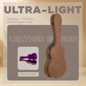 CRF5030CBRL ULTRA-LIGHT FIBERGLASS | LEATHER EDITION Flamenco Classical Guitar Case 4/4 Full Size