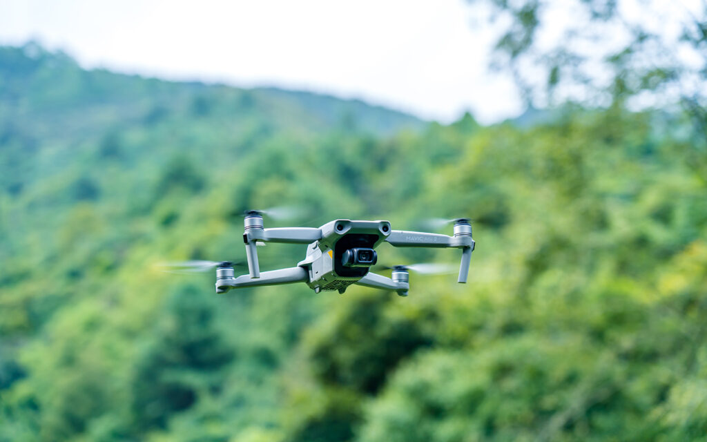 Flying drone aerial views